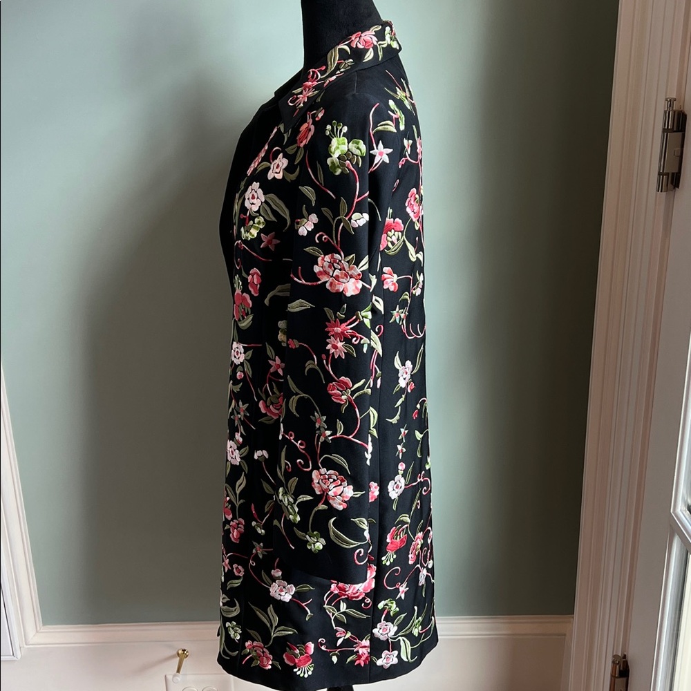 Floral Embroidered Black Coat - Picture 4 of 14